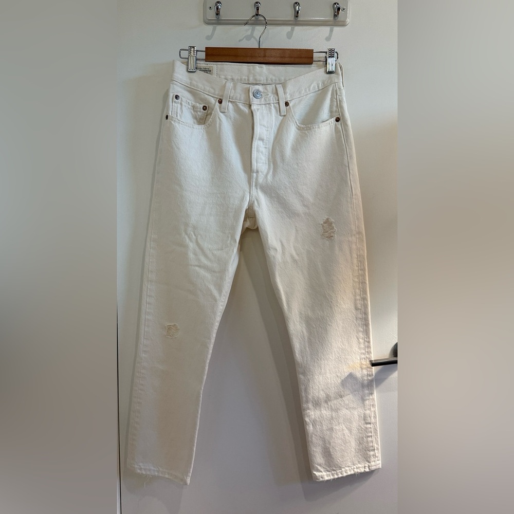 Levi's Women's 501 Cream Ankle Jeans